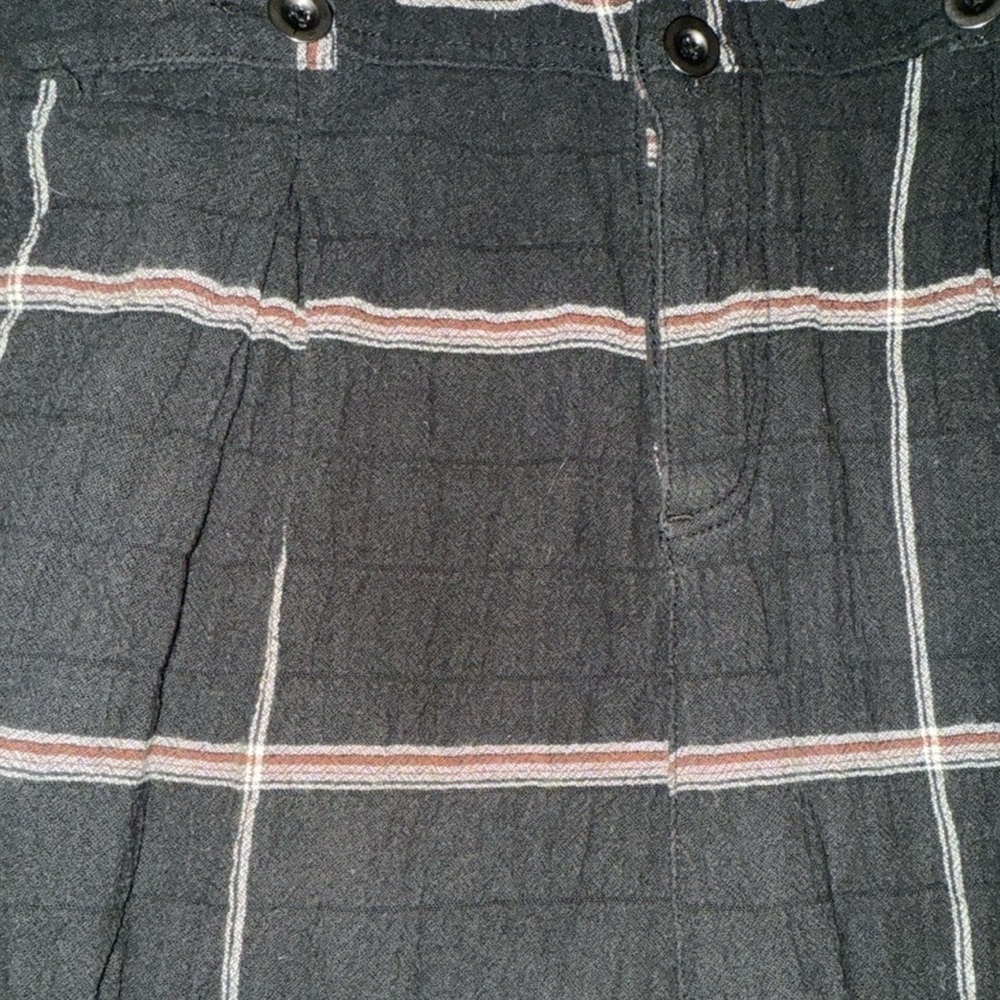 Free People Black Plaid Jumpsuit Small Button Front Gauze Modern Boho Casual - Picture 4 of 6